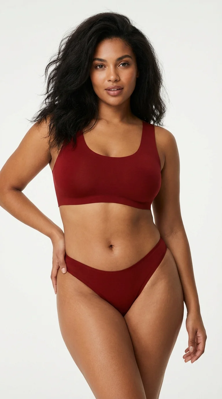 Nefes Alan Pamuklu Bikini Külot Bordo - Genel Görünüm